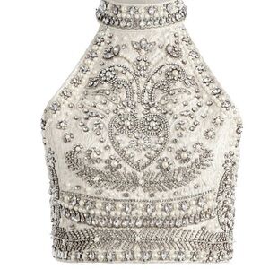 Alice + Olivia Gatz Embellished Halter Crop Top